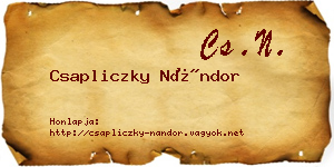 Csapliczky Nándor névjegykártya